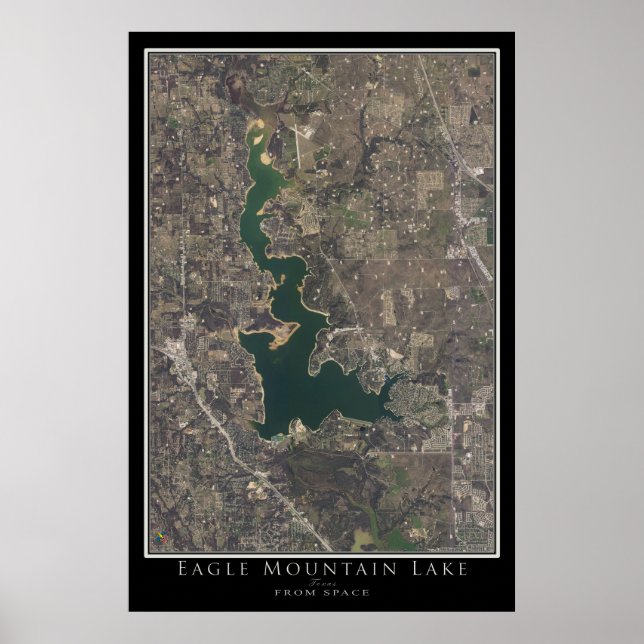 Eagle Mountain Sjö Texas Satellite Poster Karta (Framsidan)