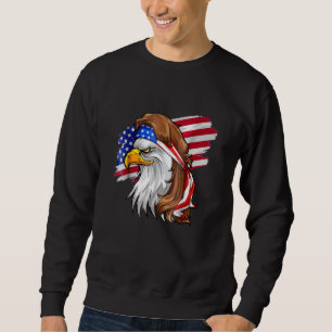 Eagle Mulle Manar 4 juli Amerikanska Flagga USA Lång Ärmad Tröja
