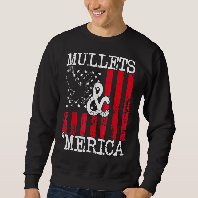 Eagle Mullet 4:e juli Merica American Flagga Wome Lång Ärmad Tröja (Framsida)