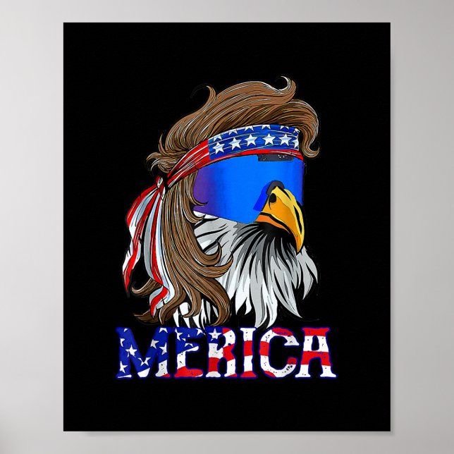 Eagle Mullet 4:e juli USA Amerikanska Flagga Meric Poster (Framsidan)