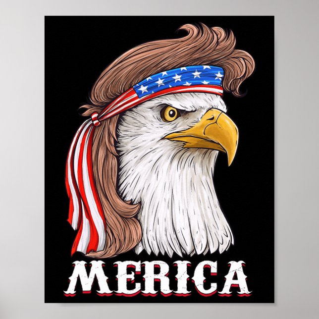 Eagle Mullet 4:e juli USA Amerikanska Flagga Meric Poster (Framsidan)