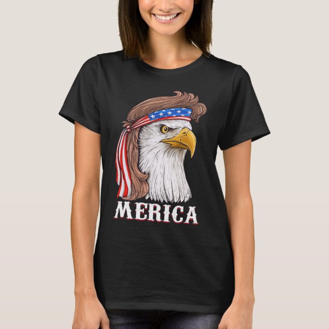 Eagle Mullet 4:e juli USA Amerikanska Flagga Meric T Shirt (Framsida)