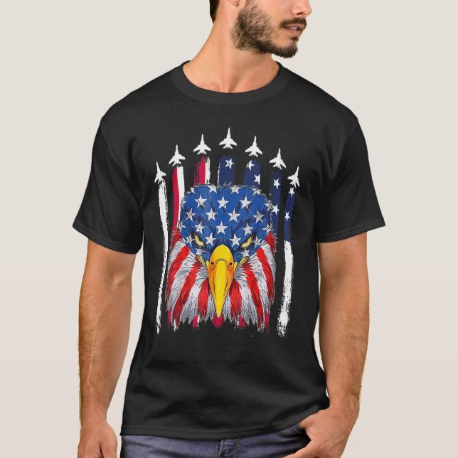 Eagle Mullet 4:e juli USA Amerikanska Flagga Meric T Shirt (Framsida)