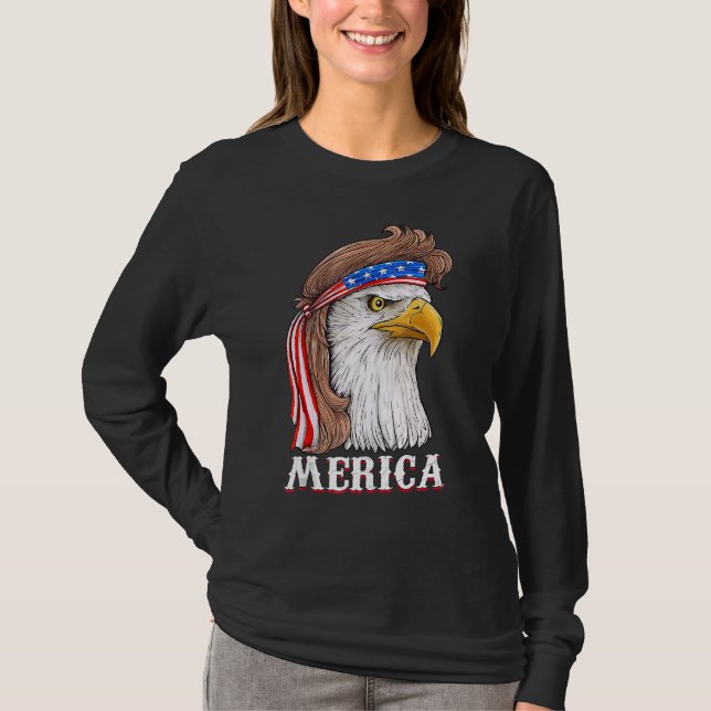 Eagle Mullet 4:e juli USA Amerikanska Flagga Meric T Shirt (Framsida)
