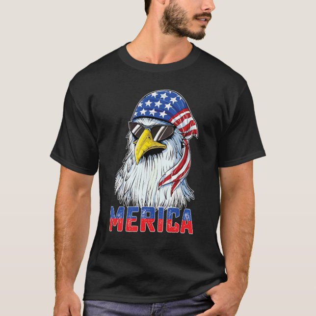 Eagle Mullet 4:e juli USA Amerikanska Flagga Meric T Shirt (Framsida)