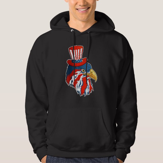 Eagle Mullet 4 juli med amerikansk Flagga Hoodie (Framsida)