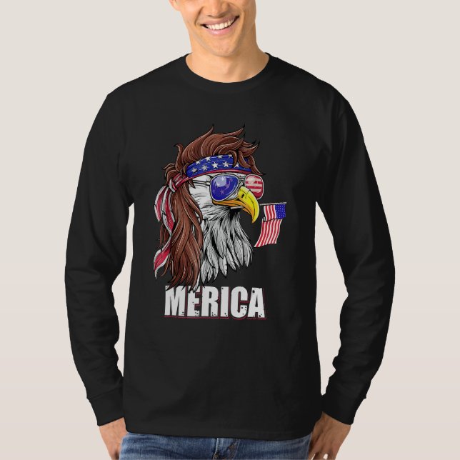 Eagle Mullet 4th Of July USA American Flag Merica  T Shirt (Framsida)