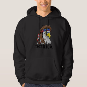 Eagle Mullet Merica 4:e juli Amerikanska Flagga Hoodie
