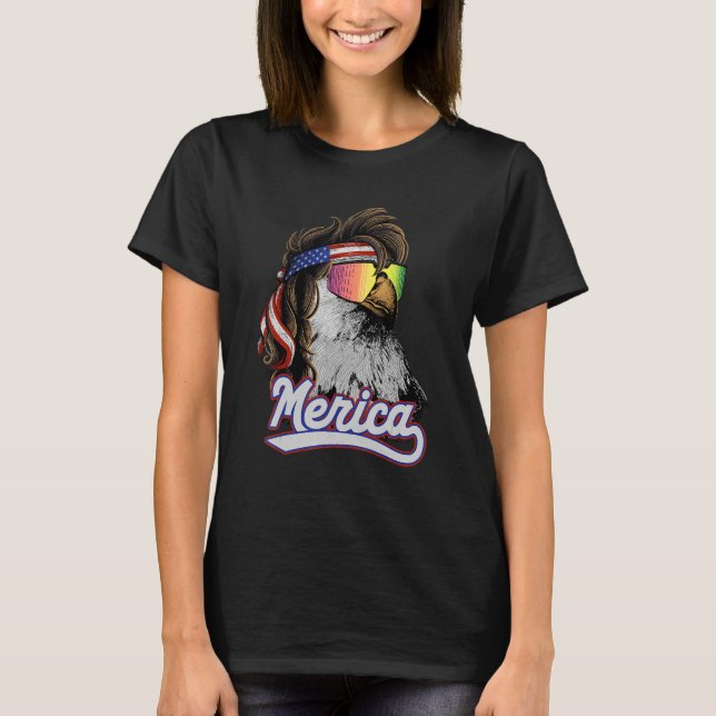 Eagle Mullet Merica 4 juli USA Patriotic 8 T Shirt (Framsida)