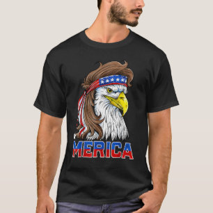 Eagle Mullet Merica Manar 4:e juli Amerikanska Fla T Shirt