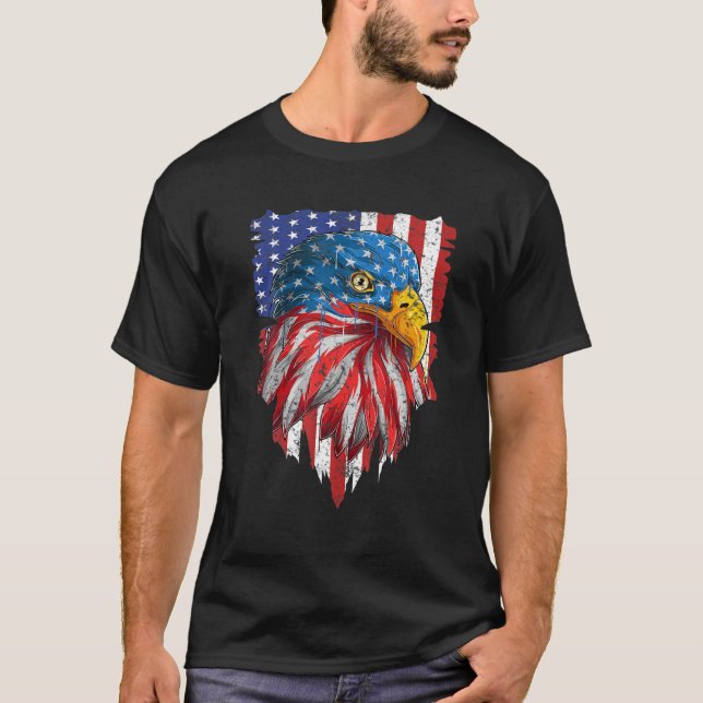 Eagle Mullet Merica Manar 4:e juli Amerikanska Fla T Shirt (Framsida)