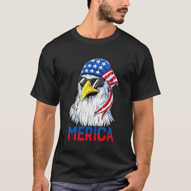 Eagle Mullet Merica Shirt Manar 4:e juli Amerikans T Shirt (Framsida)