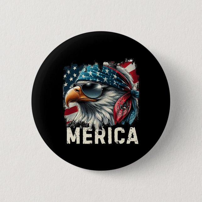 Eagle Mullet Sungles Merica 4:e Juli Usa Amerika Knapp (Framsida)
