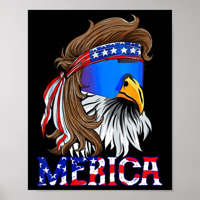Eagle Mullet Sungles Merica 4 juli Usa Americ Poster (Framsidan)