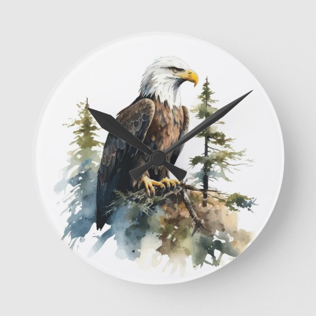 Eagle Nature Wildlife Clock Rund Klocka (Framsida)