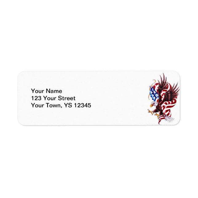 Eagle och American Flagga Tatoo Illustration Stil Returadress Etikett (Framsidan)
