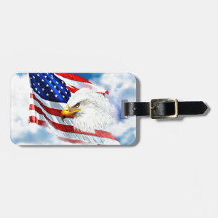 Eagle och amerikansk Flagga Bagagebricka
