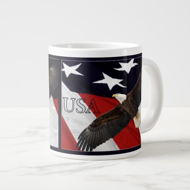 Eagle och amerikansk Flagga Jumbo Mugg (Framsida höger)