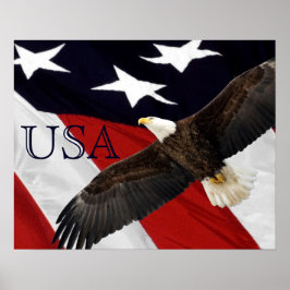 Eagle och amerikansk Flagga Poster