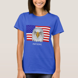 Eagle och amerikansk Flagga T Shirt