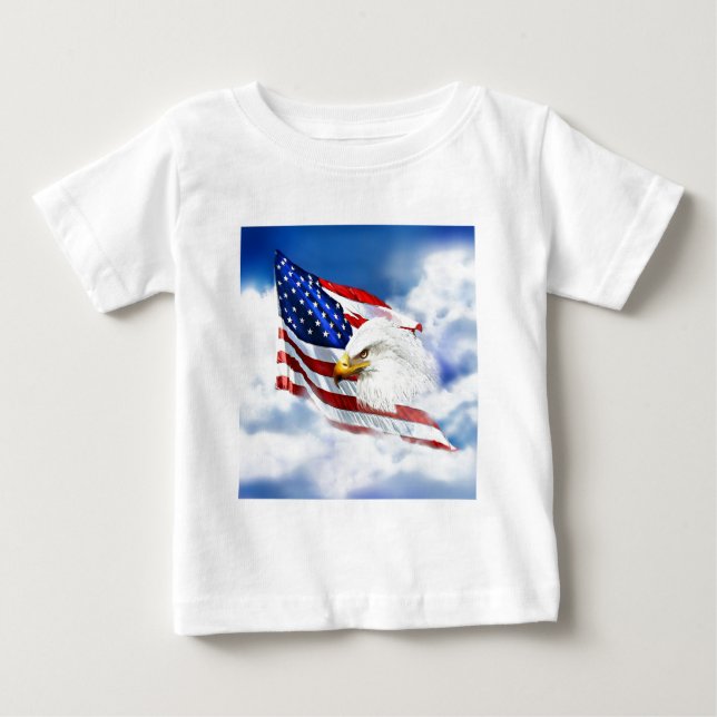 Eagle och amerikansk Flagga Tee (Framsida)