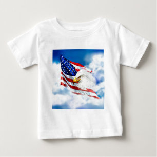 Eagle och amerikansk Flagga Tee Shirt