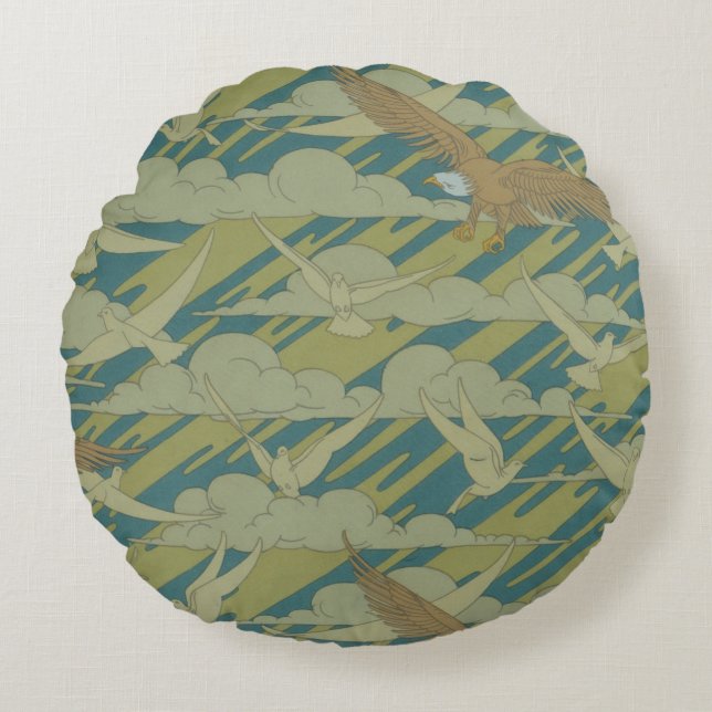 Eagle och Dove Rund Kudde (Framsidan)