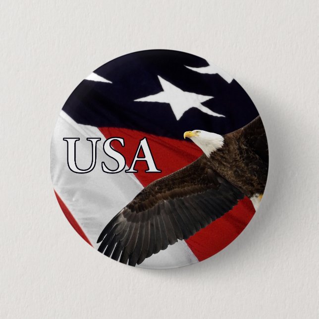 Eagle och Flagga USA Knapp (Framsida)