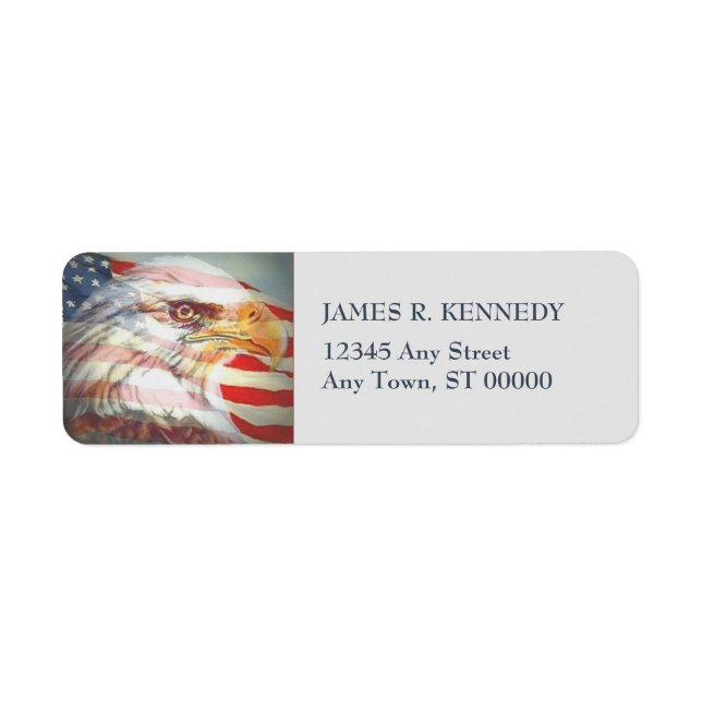 Eagle och Flagga USA Return Address Label Returadress Etikett (Framsidan)