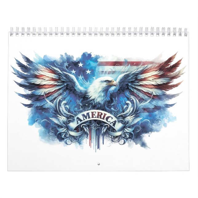 Eagle och USA flagga.Patriotic. Kalender (Omslag)