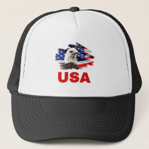 Eagle on Flagga USA Patriotic Hats / Caps Truckerkeps