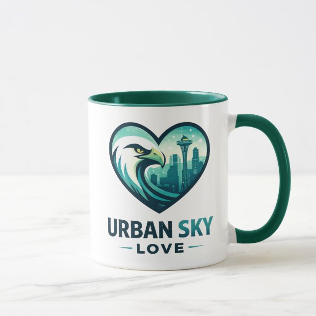 Eagle Over City Skyline Nature Meets Urban Tee Mugg (Höger)
