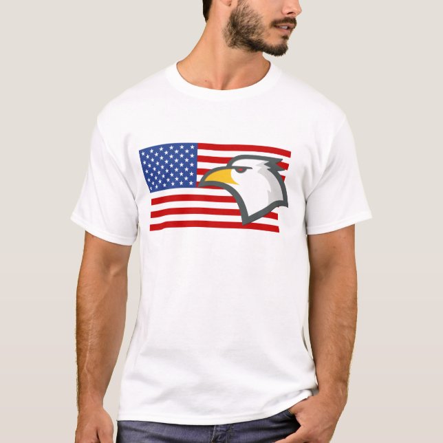 Eagle på amerikansk Flagga Tee (Framsida)