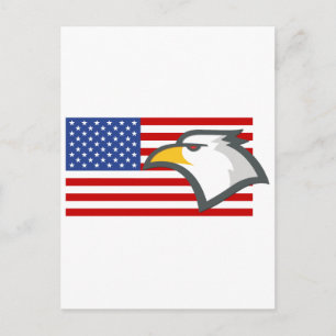Eagle på amerikansk Flagga Vykort