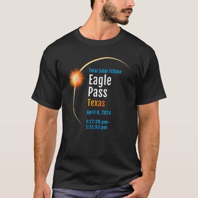 Eagle Pass Texas TX Total Solar Eclipse 2024 1 T Shirt (Framsida)