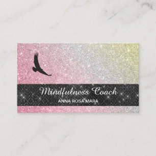 *~* Eagle Pastel Ombre Universe Glitter Meditation Visitkort