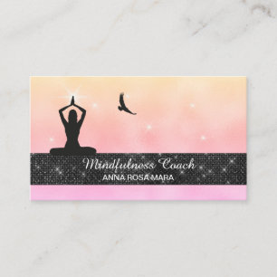 *~* Eagle Pastel Ombre Yoga Glitter Meditation Visitkort