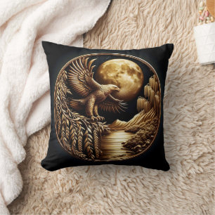 Eagle Perched by Moonlit Vatten vid natten Kudde