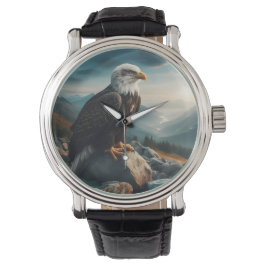 Eagle Perched på Rocky Terrain Armbandsur