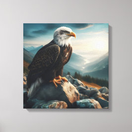 Eagle Perched på Rocky Terrain Canvastryck