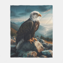 Eagle Perched på Rocky Terrain Fleecefilt
