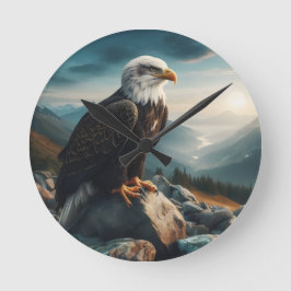 Eagle Perched på Rocky Terrain Rund Klocka