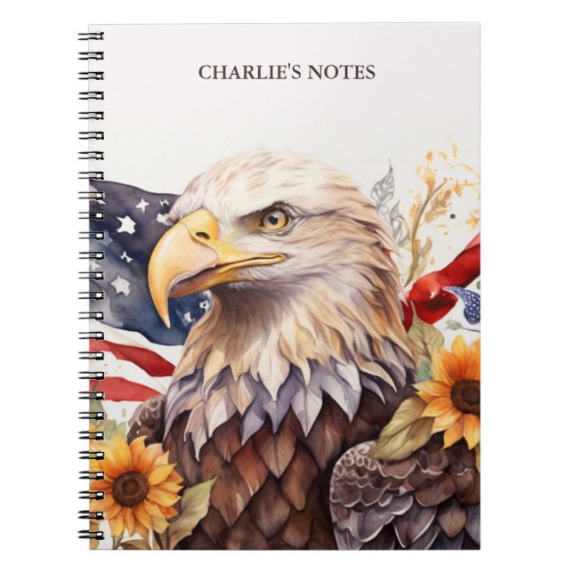 Eagle Personlig USA Patriotic Watercolor Anteckningsbok (Framsidan)