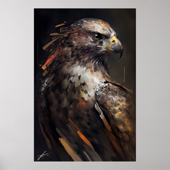 Eagle Porträtt Animal Nature Wildlife Painting Art Poster (Framsidan)