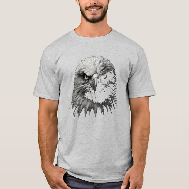 Eagle Porträtt i Black and White T Shirt (Framsida)
