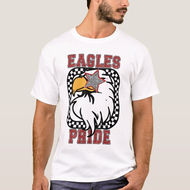 Eagle Pride Feaux Glitter Fläkt Apparel T Shirt (Framsida)