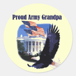 Eagle Proud Army Grandpa Tshirts och Gifts Runt Klistermärke