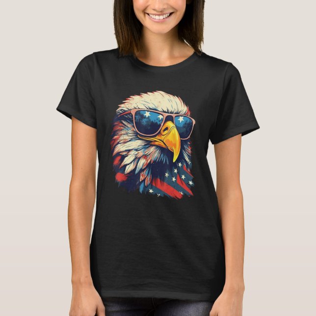 Eagle Proud Patriotic American US Flag 4th Of July T Shirt (Framsida)