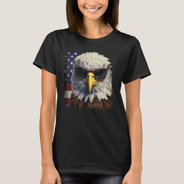 Eagle Proud Patriotic American US Flag 4th Of July T Shirt (Framsida)