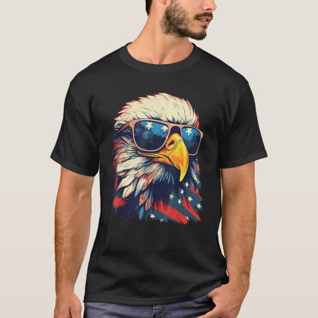 Eagle Proud Patriotic American US Flag 4th Of July T Shirt (Framsida)